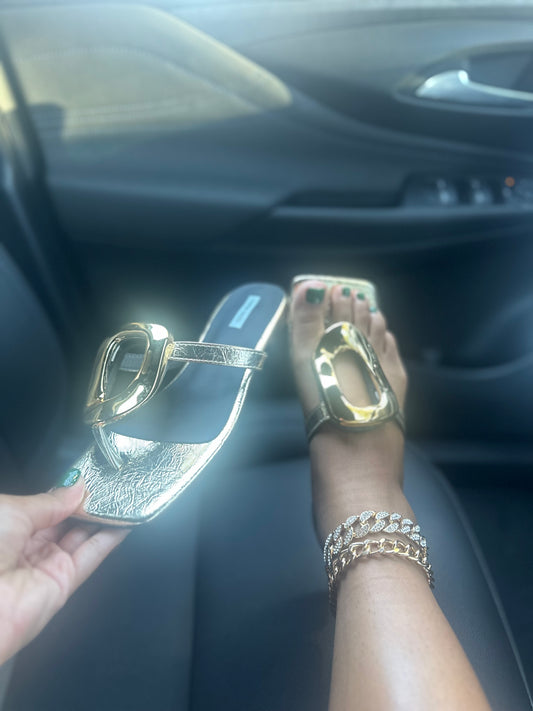 Elegant Gold Buckle Sandals