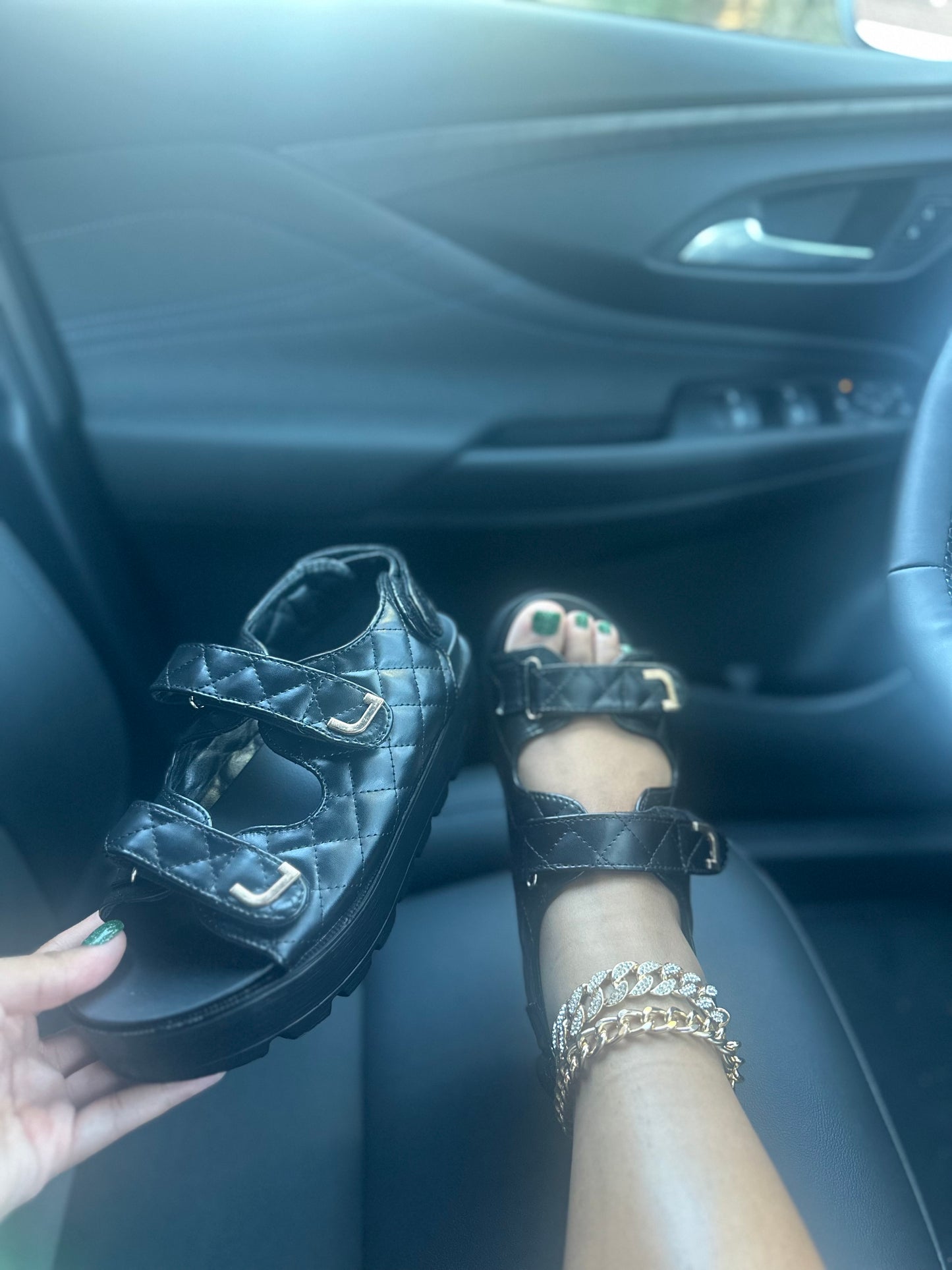 Chic Quilted Black Sandals